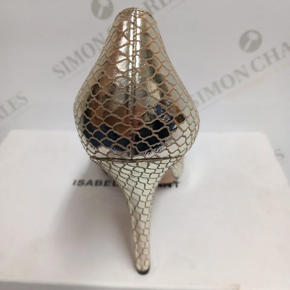 BOXED PAIR OF ISABEL MARANT METAL PYTHON KI GONG PUMP GOAT LEATHER SIZE 40