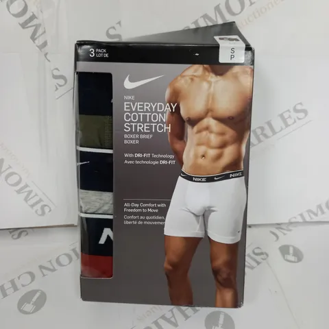 3 PACK NIKE EVERYDAY COTTON STRETCH BOXER BRIEF - SIZE S/P