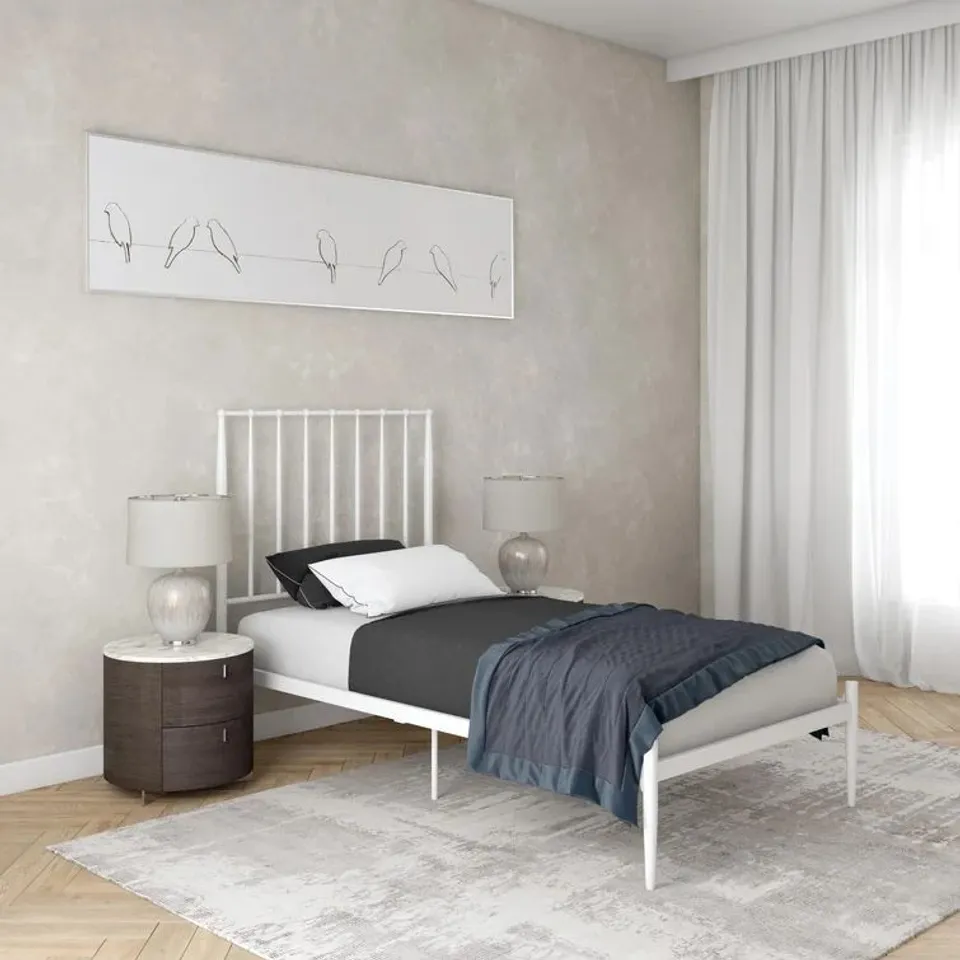 BOXED WOLAK PLATFORM BED WHITE // SIZE: DOUBLE (1 BOX)