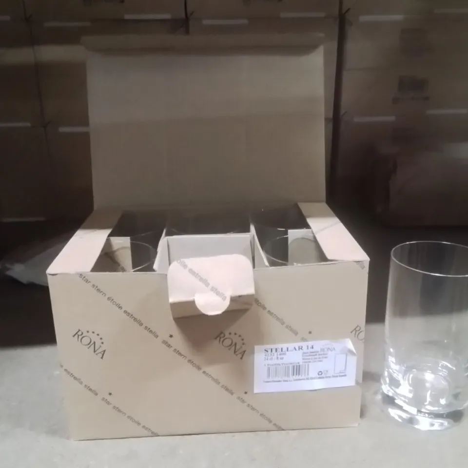 BOXED RONA GLASSES APPROXIMATELY 6