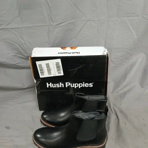 HUSH PUPPIES BLACK LEATHER CHELSEA BOOTS, ANKLE BOOTS SIZE 7