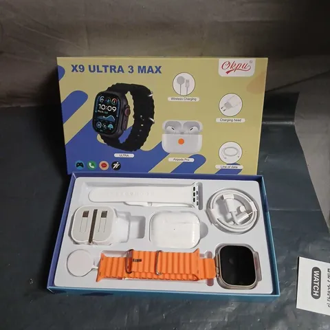X9 ULTRA 3 MAX SMARTWATCH – ORANGE STRAP, BOXED