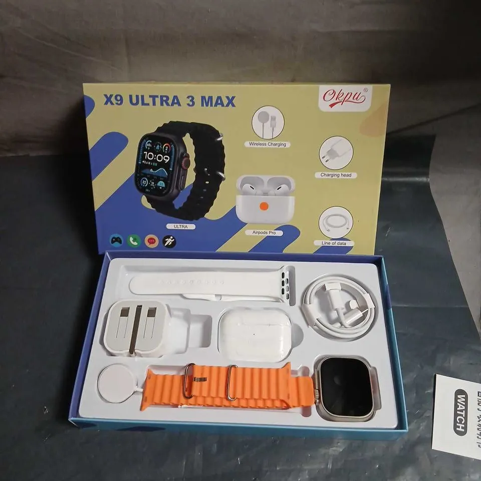 X9 ULTRA 3 MAX SMARTWATCH – ORANGE STRAP, BOXED