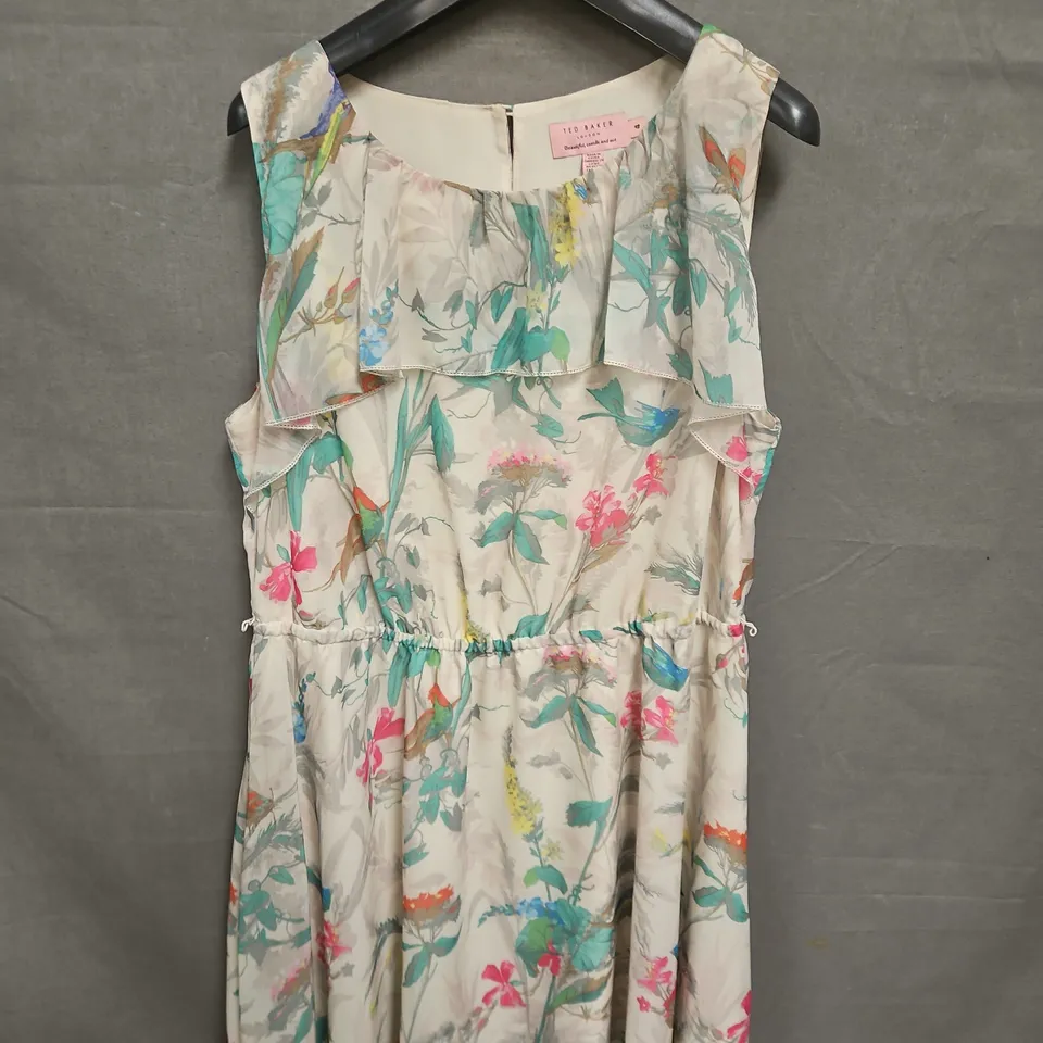 TED BAKER LONDON FLORAL DRESS – SLEEVELESS, PASTEL PRINT, UK 4