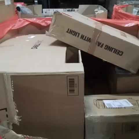 PALLET OF ASSORTED HOUSEHOLD GOODS AND PRODUCTS TO INCLUDE;CEILING FAN WITH LIGHT,AIR COOLER,HEDGE TRIMMER