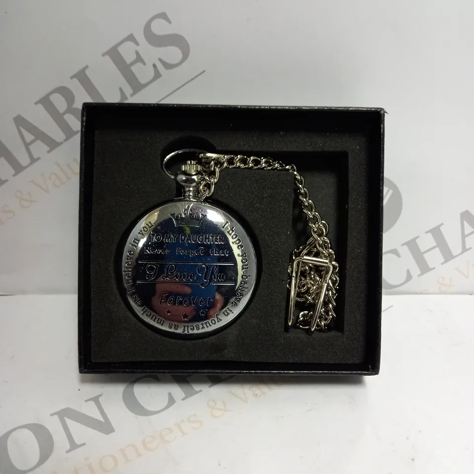 BOXED BRELSEN STAINLESS STEEL DAUGHTER POCKET WATCH 