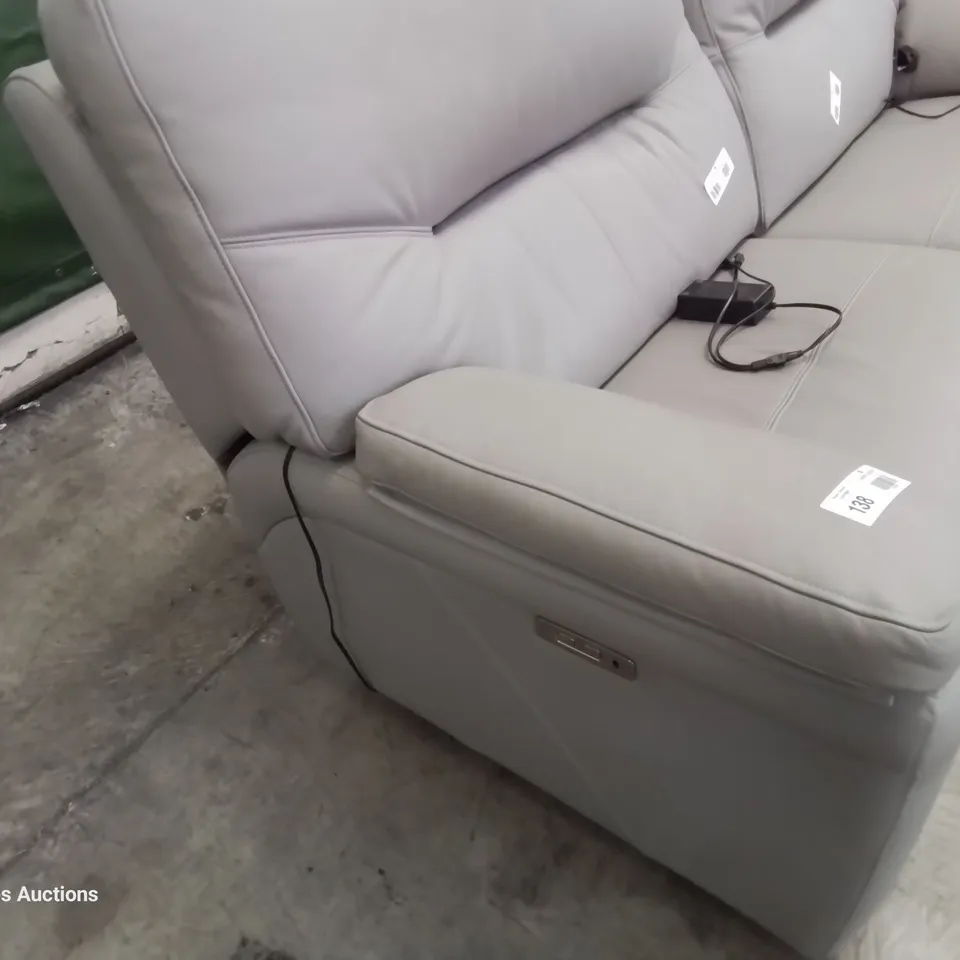 QUALITY BRITISH DESIGNER & MANUFACTURED G PLAN SEATTLE POWER RECLINING THREE SEATER SOFA CAMBRIDGE GREY LEATHER 