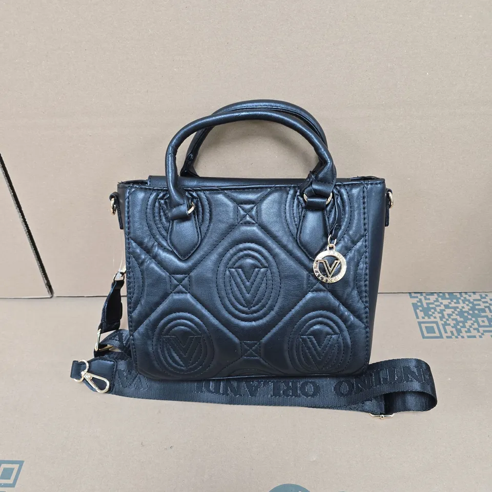 VALENTINO ORLANDI QUILTED BLACK CONVERTIBLE CROSSBODY TOTE BAG 