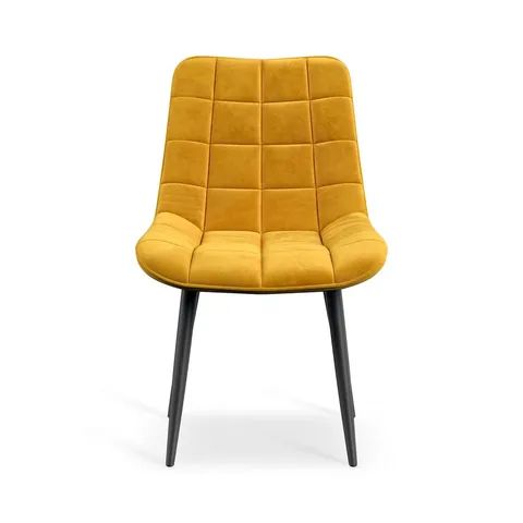 BOXED SET OF 4 NOVA VELVET DINING CHAIRS - MUSTARD (1 BOX)
