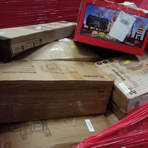 PALLET CONTAINING ASSORTED PRODUCTS INCLUDING MINI TANDOOR, BOOSTER SEAT/BACKPACK, PLAYPEN & HIGH CHAIR