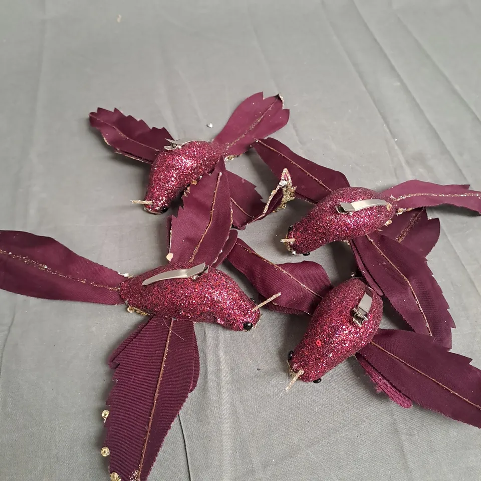 DECORATIVE BIRD CLIPS - PURPLE/GOLD  X4 