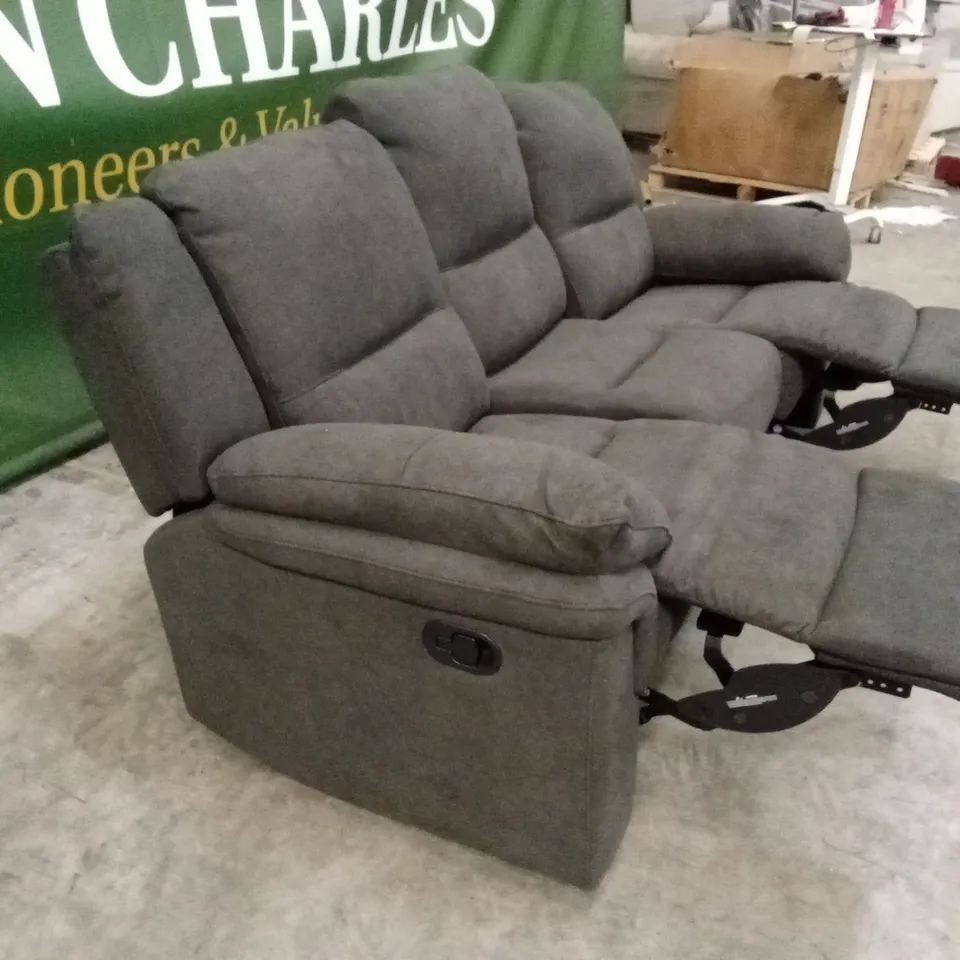 ALBION FABRIC 3 SEATER HIGH BACK MANUAL RECLINER SOFA - CHARCOAL RRP £749