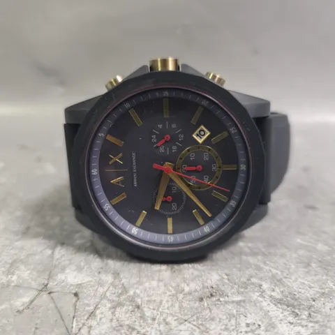ARMANI EXCHANGE BLUE DIAL MEN'S SILICONE STRAP WATCH