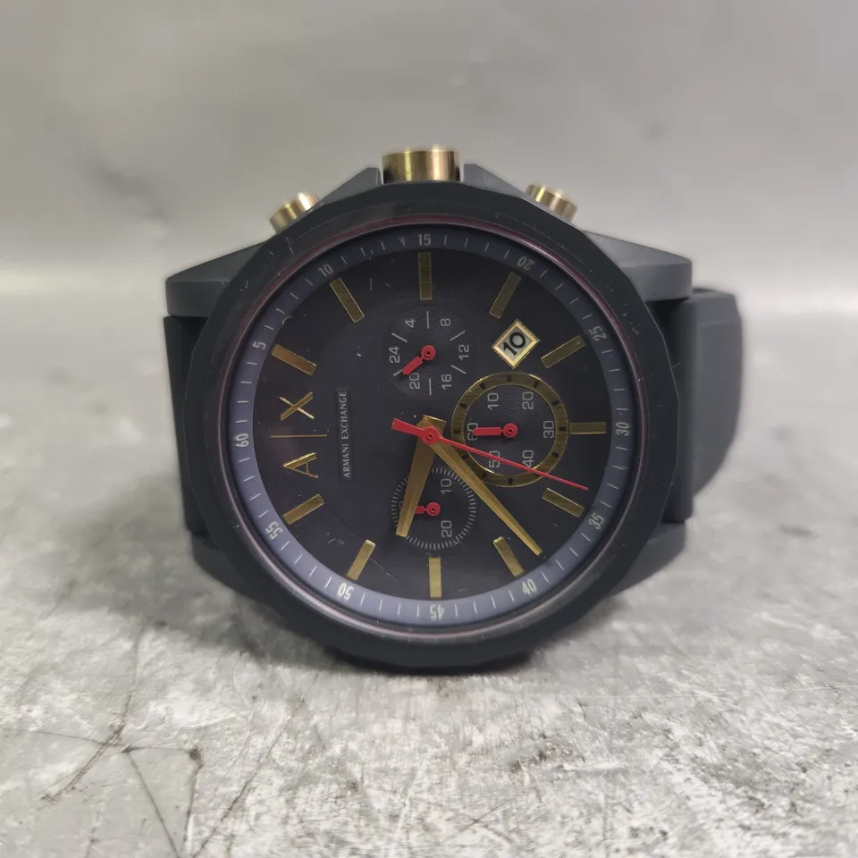 ARMANI EXCHANGE BLUE DIAL MEN'S SILICONE STRAP WATCH