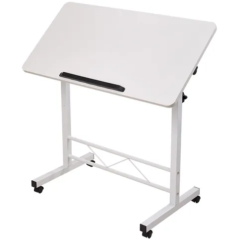 BOXED LIVING AND HOME HEIGHT ADJUSTABLE MOBILE LAPTOP DESK WHITE