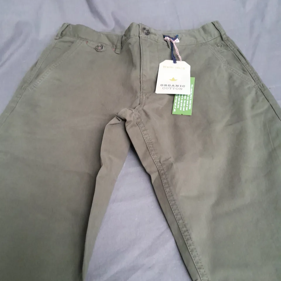 WHITE STUFF SUTTON ORGANIC CHINO TROUSERS IN KHAKI - SIZE 30R