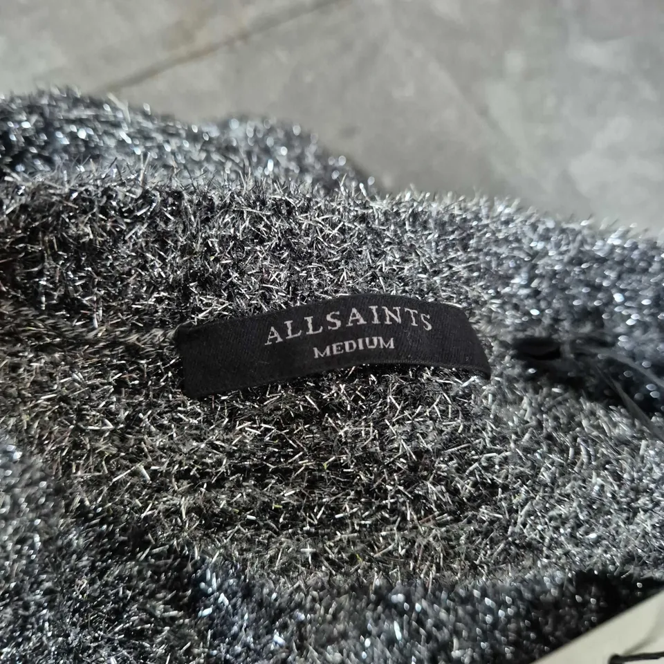 ALL SAINTS DAZZLE JUMPER DRESS IN GUNMETAL GREY - MEDIUM