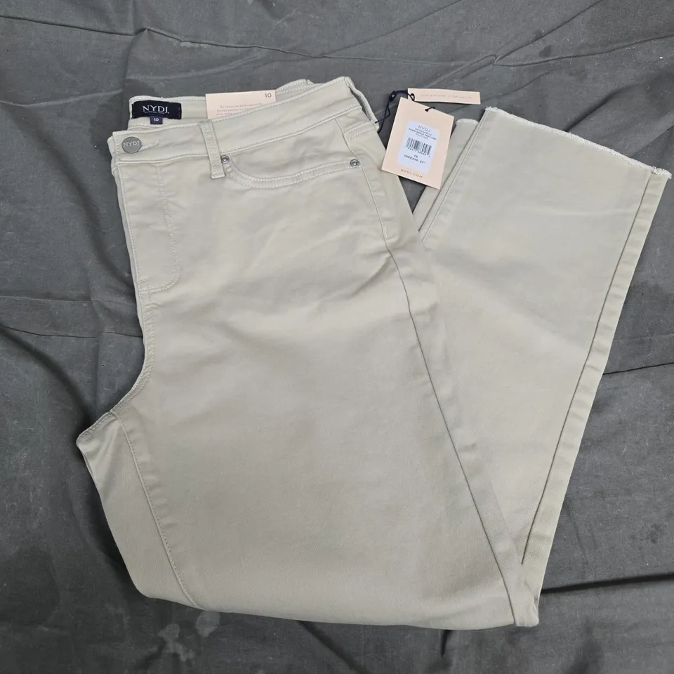 NYDJ SHERI ANKLE FRAY HEM JEANS – LIGHT BEIGE, US SIZE 10 (UK APPROX 14)