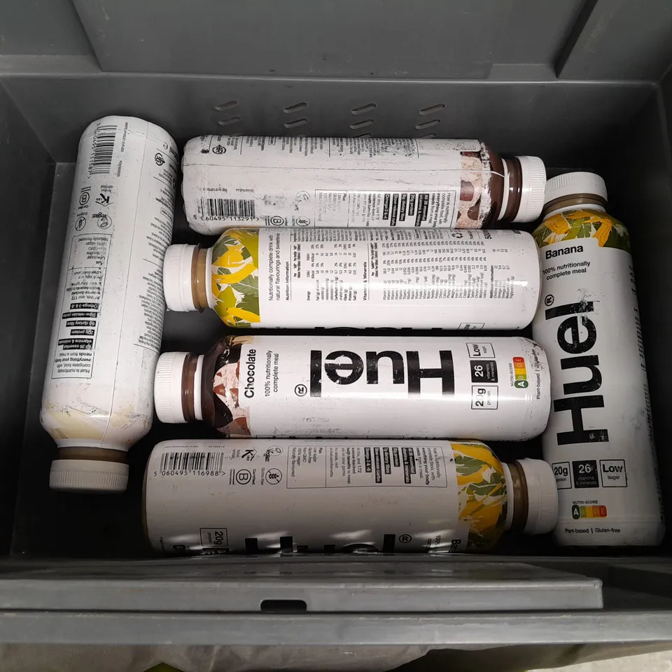11 ASSORTED FOOD ITEMS TO INCLUDE HUEL FOOD DRINK, MY PROTEIN PRE-WORK OUT, GREEN COLA AND DA-SH SPARKLING WATER - COLLECTION ONLY