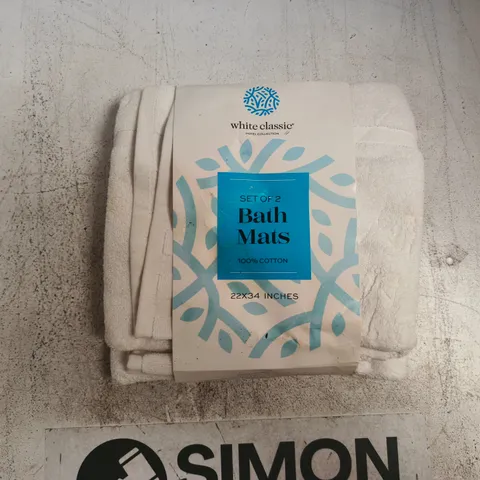 WHITE CLASSIC BATH MATS β SET OF 2, 100% COTTON