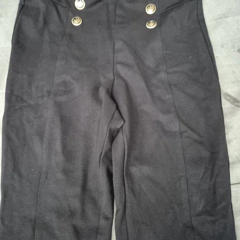 ZARA BLACK TAILORED TROUSERS – HIGH-WAISTED, DOUBLE-BUTTON FRONT, EUR L (US L / MEX 30)