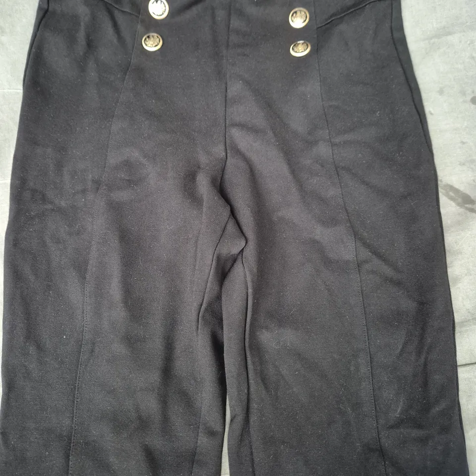 ZARA BLACK TAILORED TROUSERS – HIGH-WAISTED, DOUBLE-BUTTON FRONT, EUR L (US L / MEX 30)