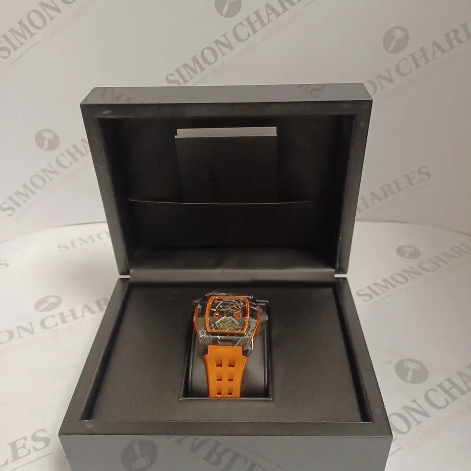 BOXED GRESHAM GENTS GENESIS G1 SPECIAL EDITION WATCH RUBBER STRAP - ORANGE