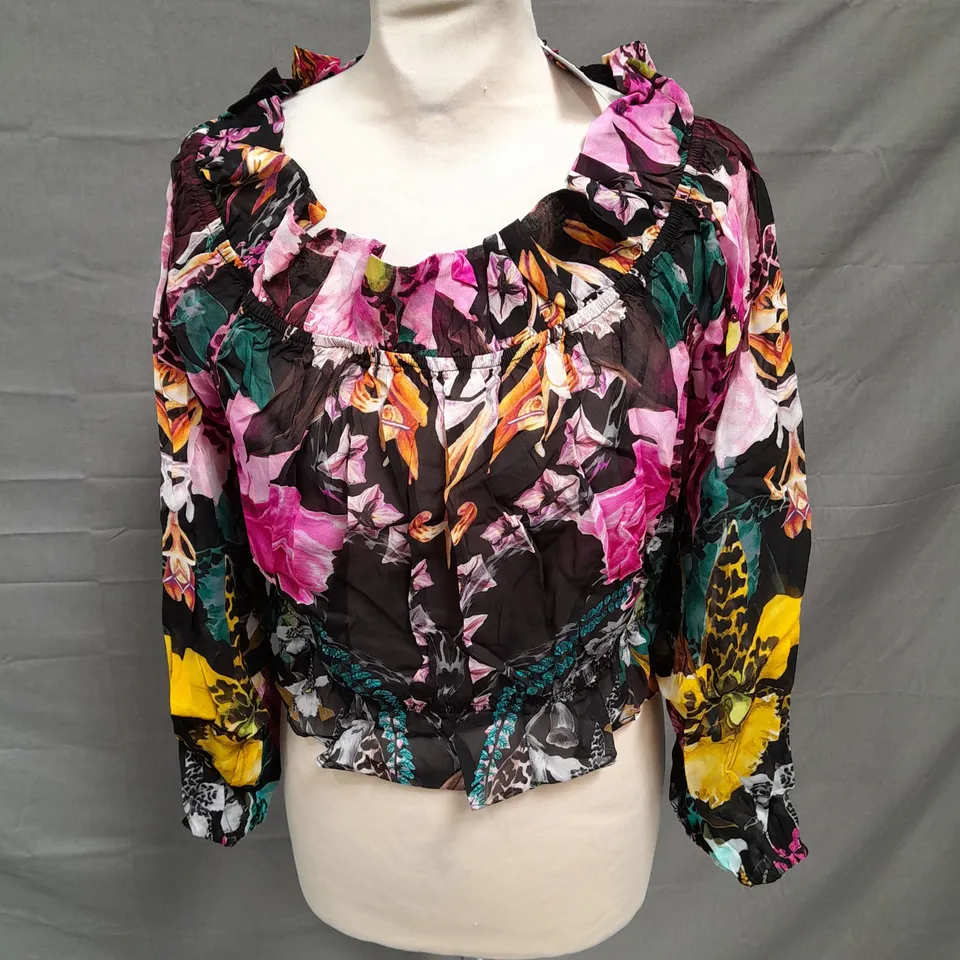 KAREN MILLEN TROPICAL FLORA GEORGETTE BEACH TOP IN MULTI SIZE L