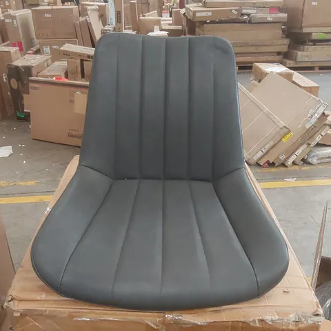BOXED SET OF 4 FAUX LEATHER DARK GREY DINING CHAIRS