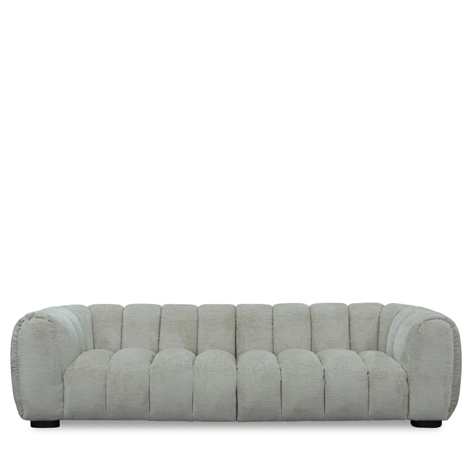 BRAND NEW BOXED DISKA MAXI GRAND 4 SEATER GLAM BLOCK FABRIC SOFA - NATURAL (2 BOXES)