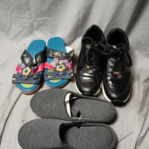 BOX OF APPROXIMATELY 15 ASSORTED FOOTWEAR ITEMS TO INCLUDE TRAINERS, SANDALS, SLIPPERS ETC