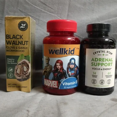 APPROXIMATELY 15 ASSORTED FOOD SUPPLEMENT AND HEALTH ITEMS TO INCLUDE WELLKID, CRYSTAL STAR, ETC - COLLECTION ONLY