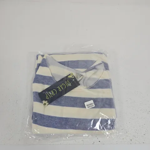 SUGAR CRISP STRIPED KNIT TOP – BLUE & CREAM