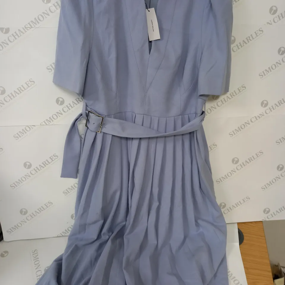 KAREN MILLEN PETITE CREPE FOREVER MIDI DRESS IN PALE BLUE - UK 16
