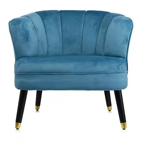 MY HOME STORIES VELVET ARMCHAIR WITH GOLD TIPPED LEGS - NEUTRAL