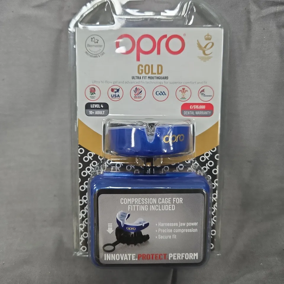 OPRO GOLD ULTRA FIT MOUTHGUARD - COMPRESSION CAGE FOR FITTING INCLUDED