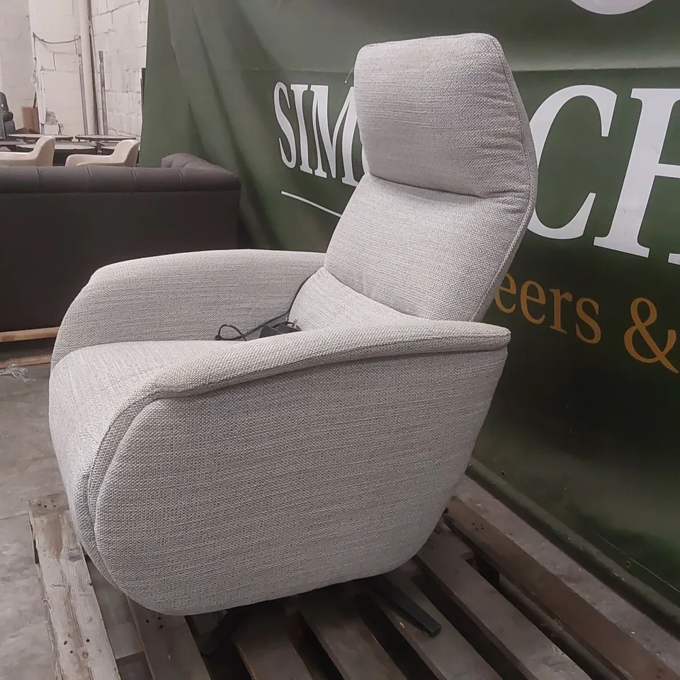 QUALITY DESIGNER CHUNKY WEAVE FABRIC UPHOLSTERED ELECTRIC RECLINING ARMCHAIR
