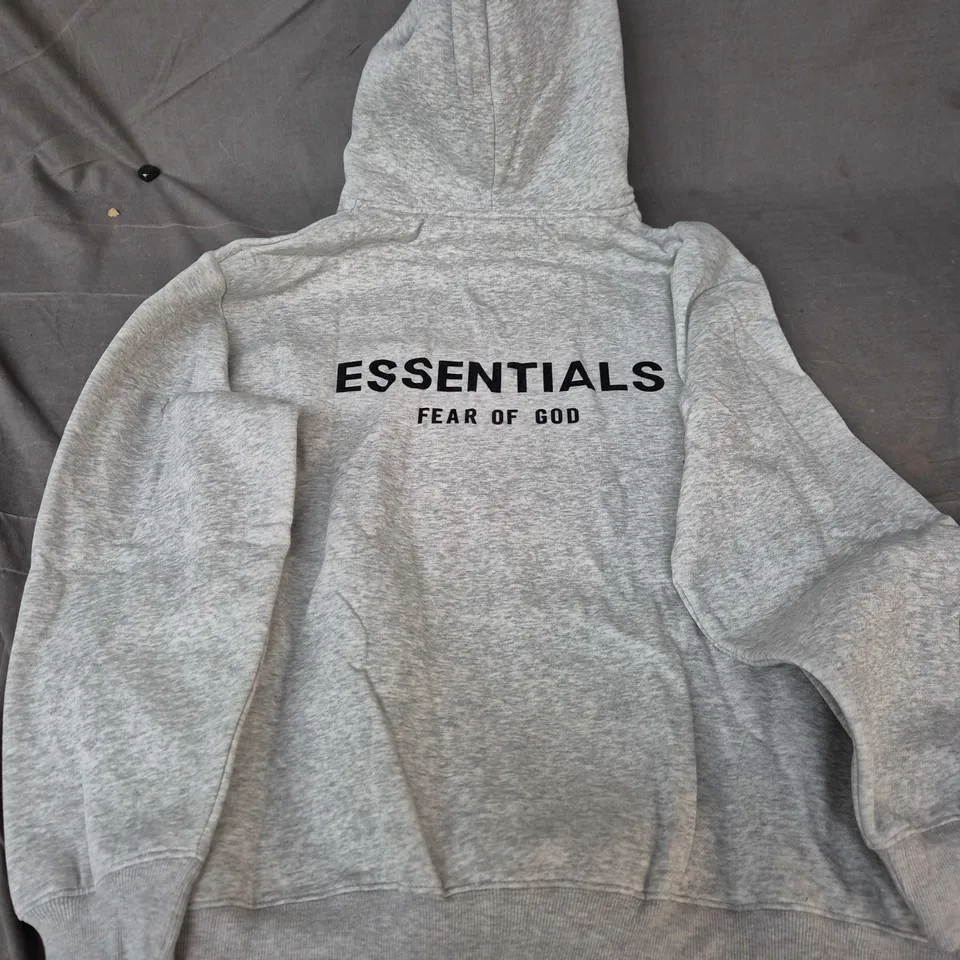 FEAR OF GOD ESSENTIALS HOODIE – GREY, SIZE M