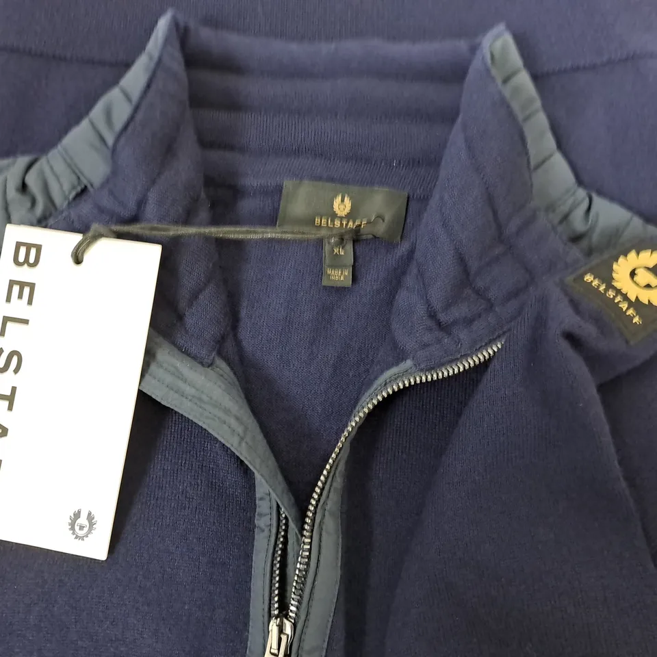 BELSTAF KILMINGTON QUARTER ZIP JUMPER IN WASHED NAVY - M