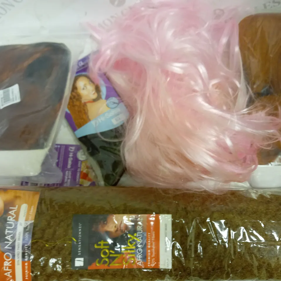 LOT OF APPROXIMATELY 25 ASSORTED WIGS & HAIR EXTENSIONS