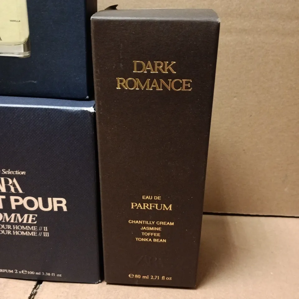LOT OF 7 ASSORTED ZARA EAU DE PARFUMES TO INCLUDE NIGHT PUR AND VAINILLA & TOBACCO COLLECTIONS