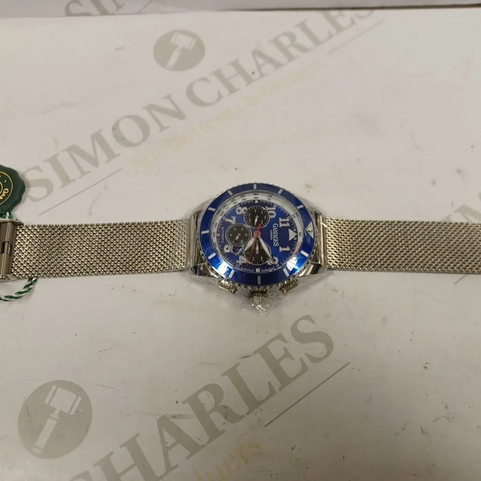 GAMAGES OF LONDON LIMITED EDITION HAND ASSEMBLED CONTEMPORARY SPORTS AUTOMATIC STEEL WATCH RRP £705