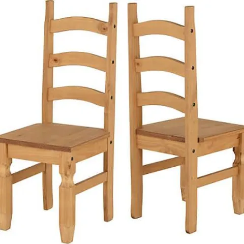 BOXED CORONA PAIR OF CHAIRS IN DISTRESSED WAX PINE FINISH (1 BOX)