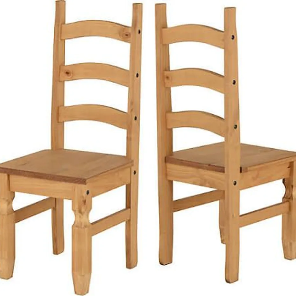 BOXED CORONA PAIR OF CHAIRS IN DISTRESSED WAX PINE FINISH (1 BOX)