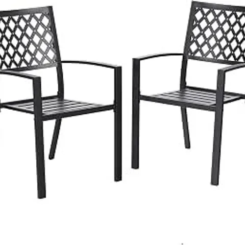 BOXED PHI VILLA 300LBS WROUGHT IRON OUTDOOR PATIO BISTRO CHAIRS WITH ARMREST FOR GARDEN,BACKYARD - 2 PACK