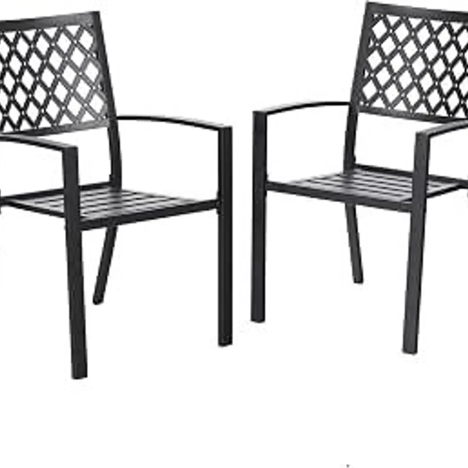 BOXED PHI VILLA 300LBS WROUGHT IRON OUTDOOR PATIO BISTRO CHAIRS WITH ARMREST FOR GARDEN,BACKYARD - 2 PACK