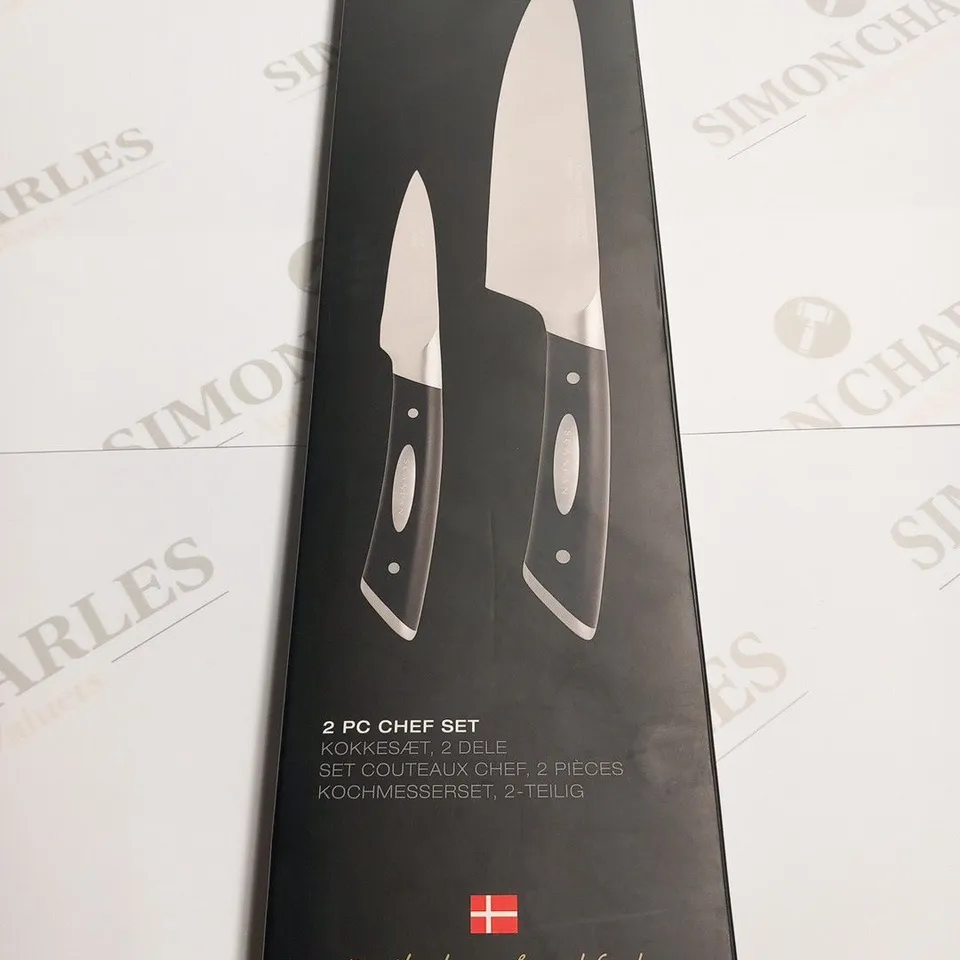 BRAND NEW BOXED SCANPAN DENMARK CLASSIC STAINLESS STEEL X50 CRMOV15 2 PIECE CHEF SET HARDNESS HRC 56