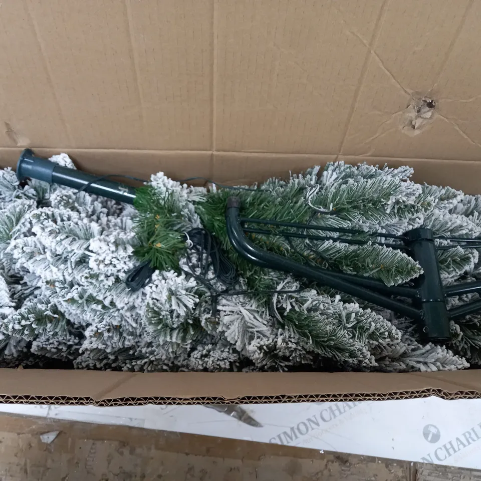 BOXED 6FT FLOCKED EMPEROR PRE LIT PENCIL TREE - COLLECTION ONLY  RRP £79.99