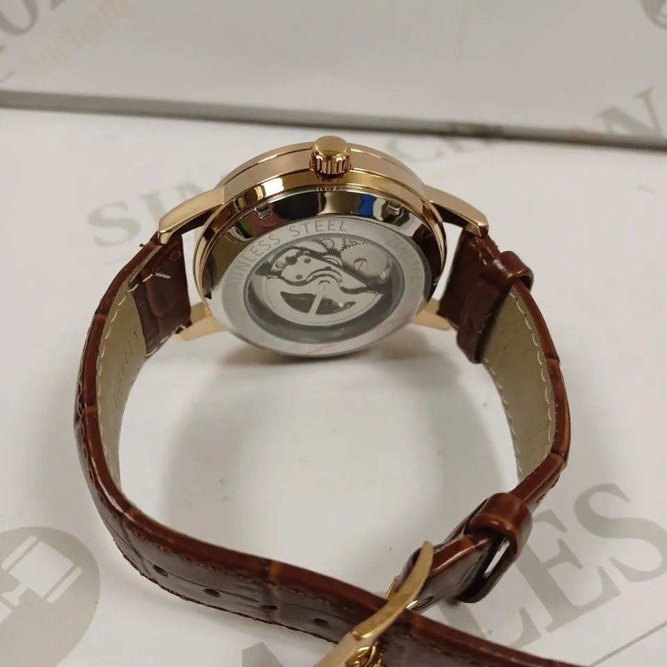 MENS ZIHLMANN & CO AUTOMATIC WATCH - Z210 – SKELETON DIAL – GOLD COLOUR CASE – HAND ASSEMBLED 