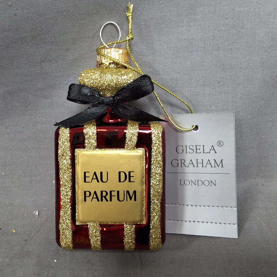 SET OF 6 GISELA GRAHAM PERFUME THEMED HANGING TREE DECORATIONS